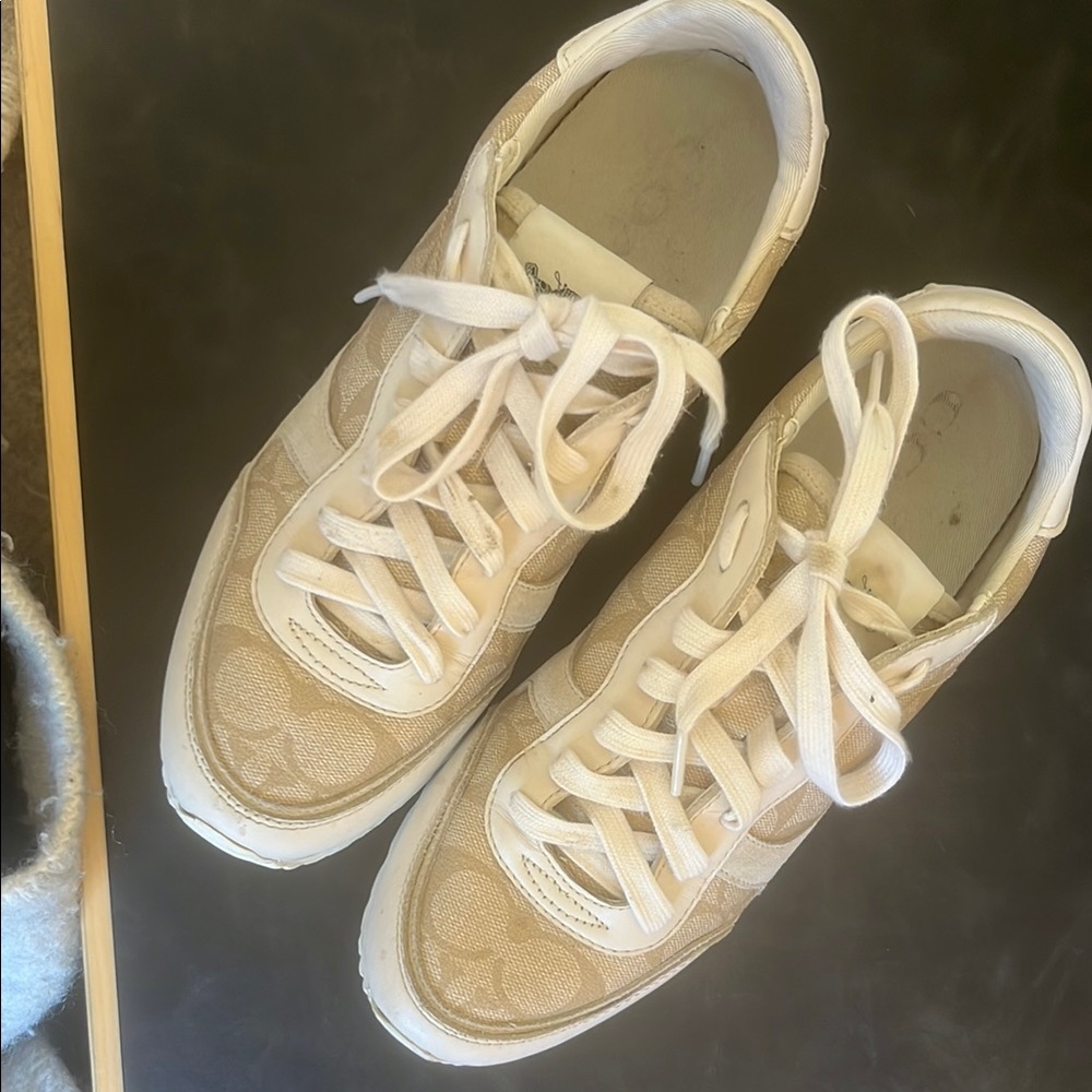 Coach Tan and White Casual Sneakers